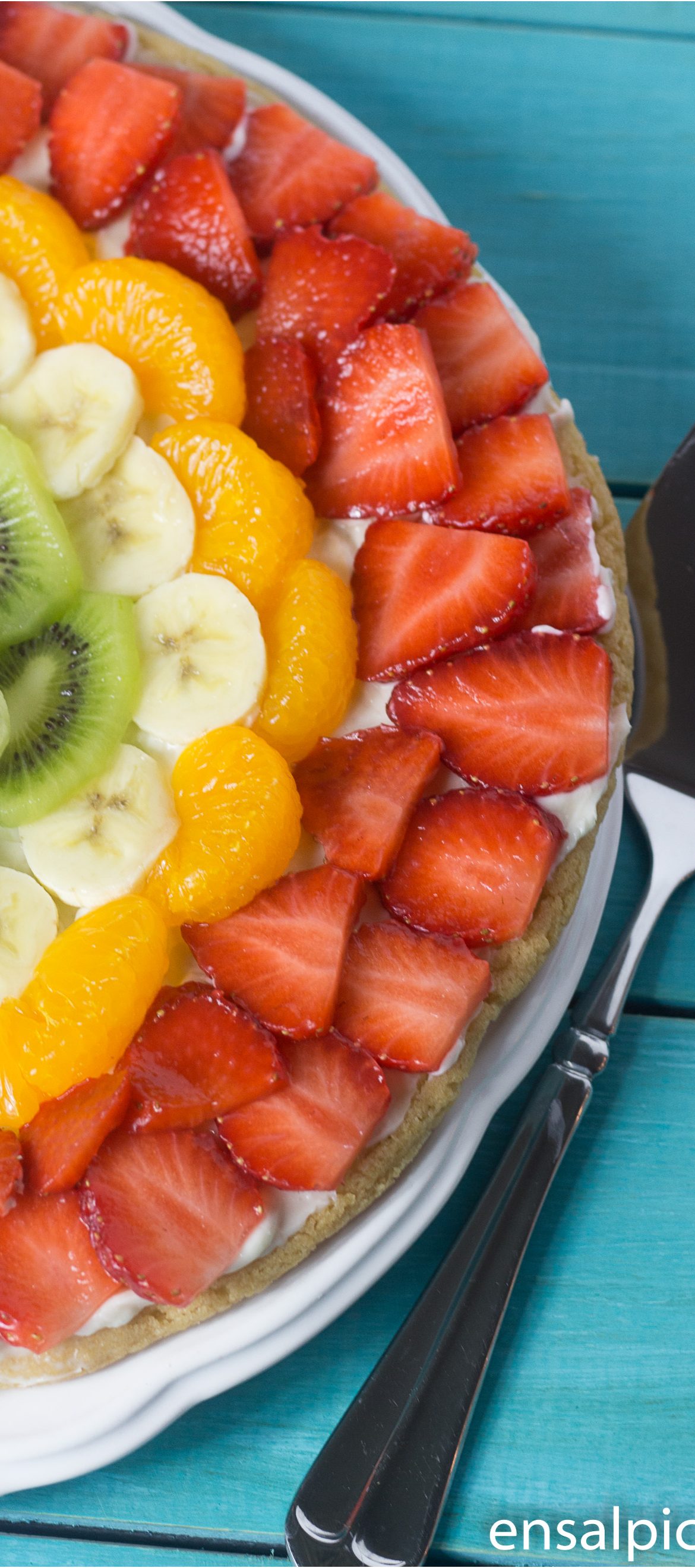 Receta de Pizza de Frutas. Tarta de Frutas.