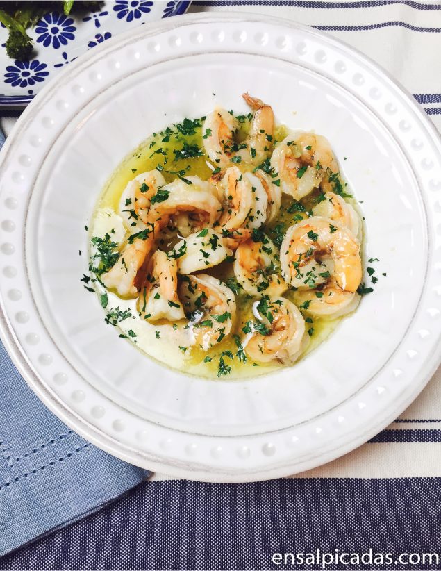 Receta de Camarones al Ajillo con ingrediente secreto.