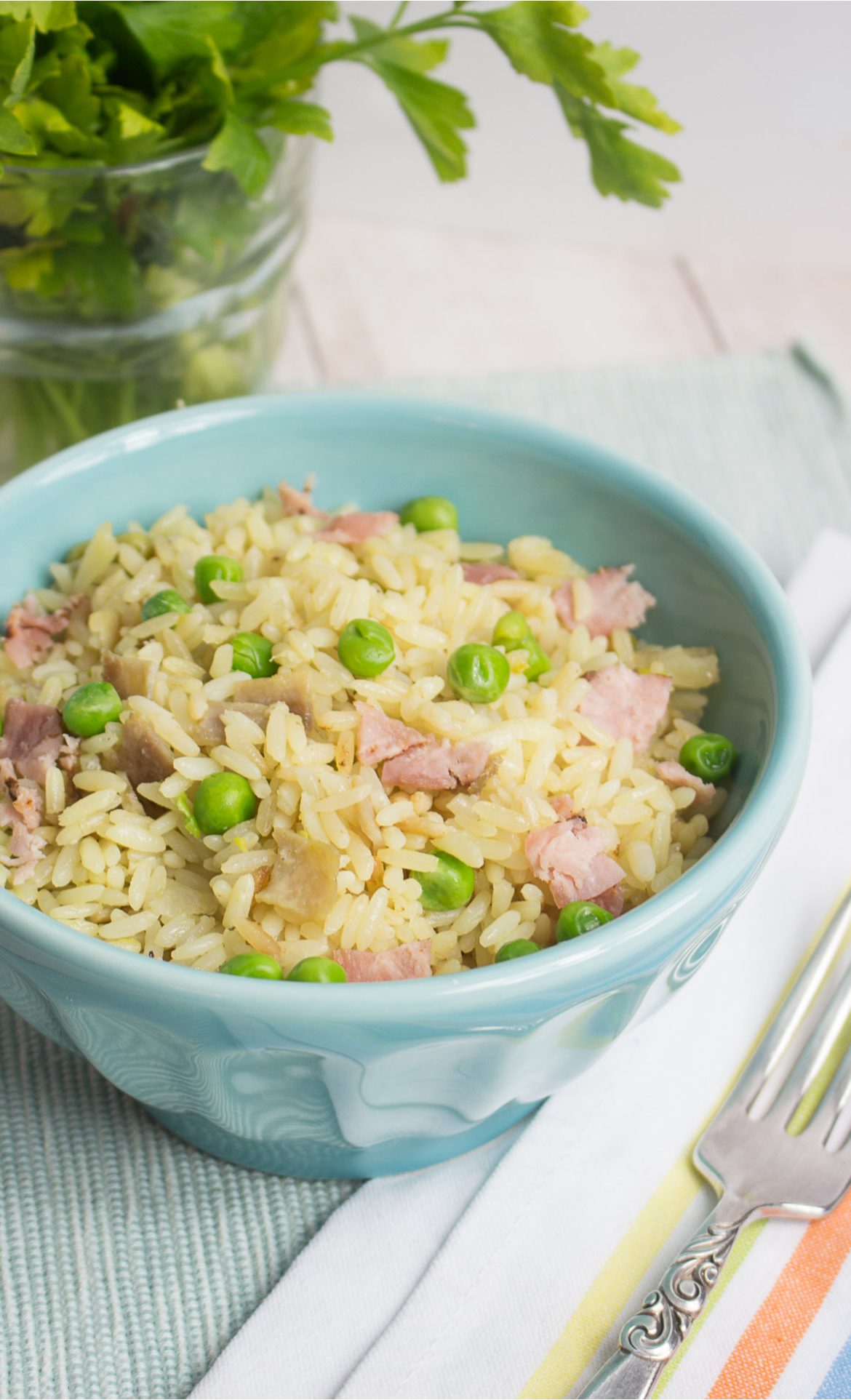 Arroz con Mantequilla, cebolla, jamon, etc.