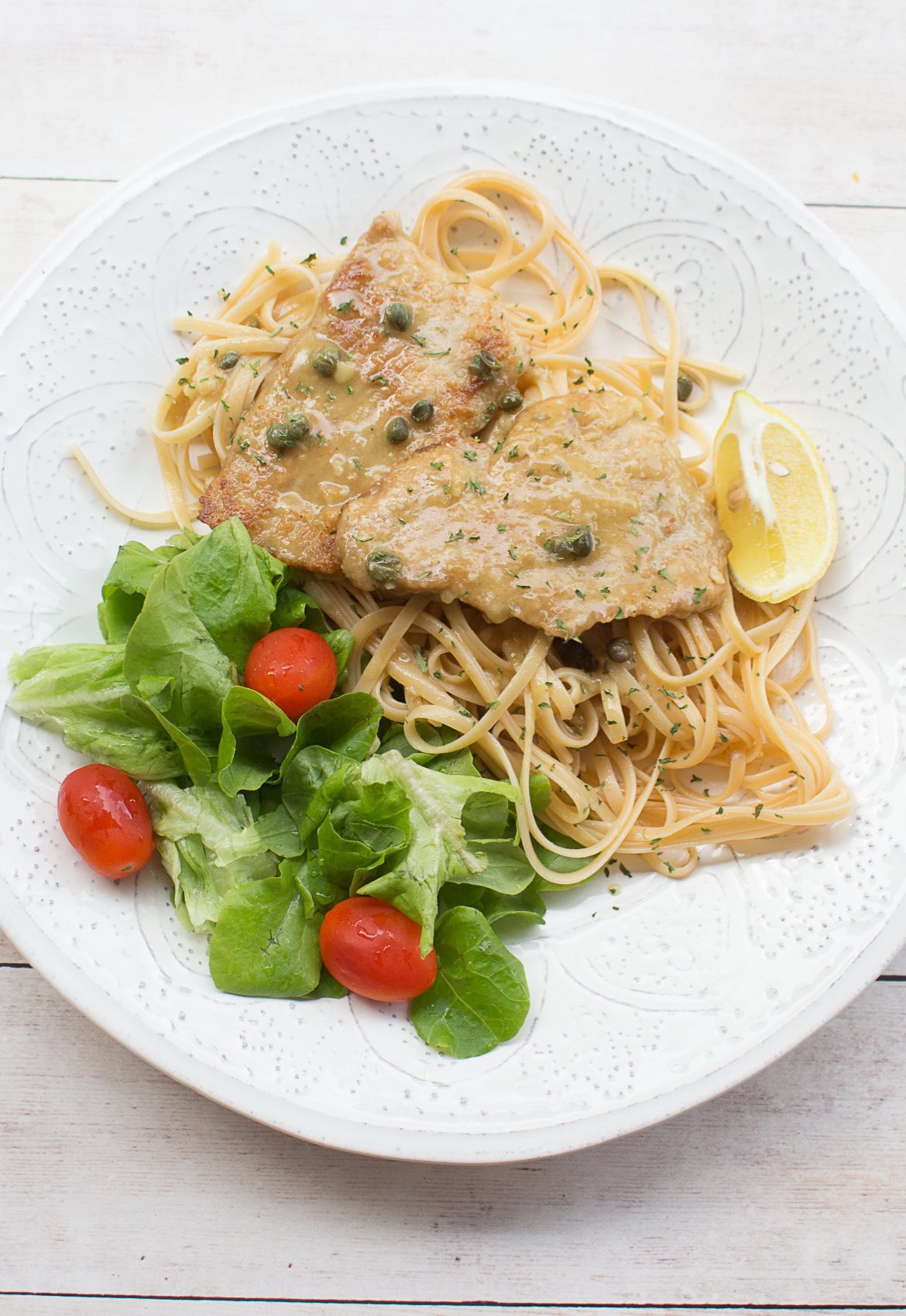Receta de Escalopines en Salsa Piccata con Pasta