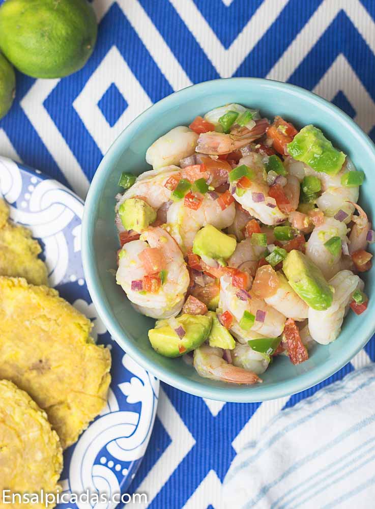 REceta de Ceviche de Camarones con Aguacate.