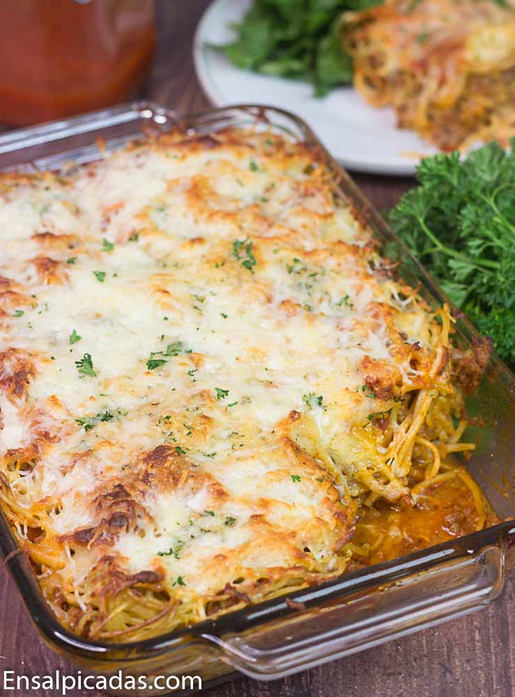 Receta de lasaña hecha con fideos de espagueti