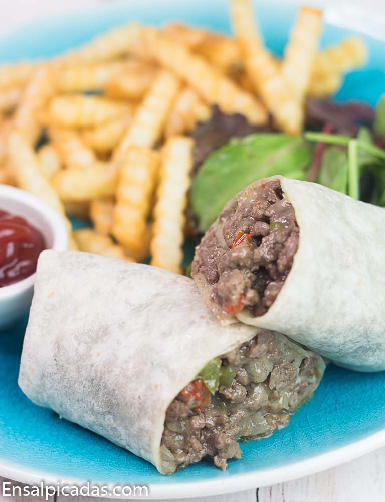 Wrap de Carne Molida estilo philly cheese steak
