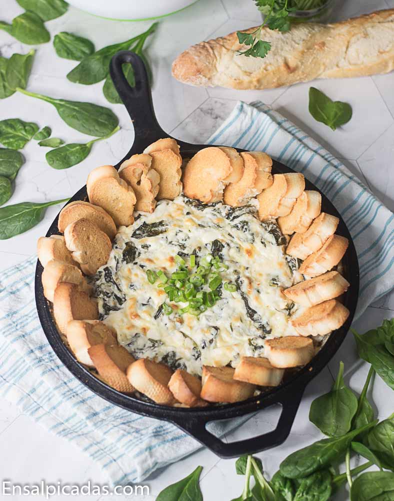 Receta de Dip caliente de espinaca con queso feta