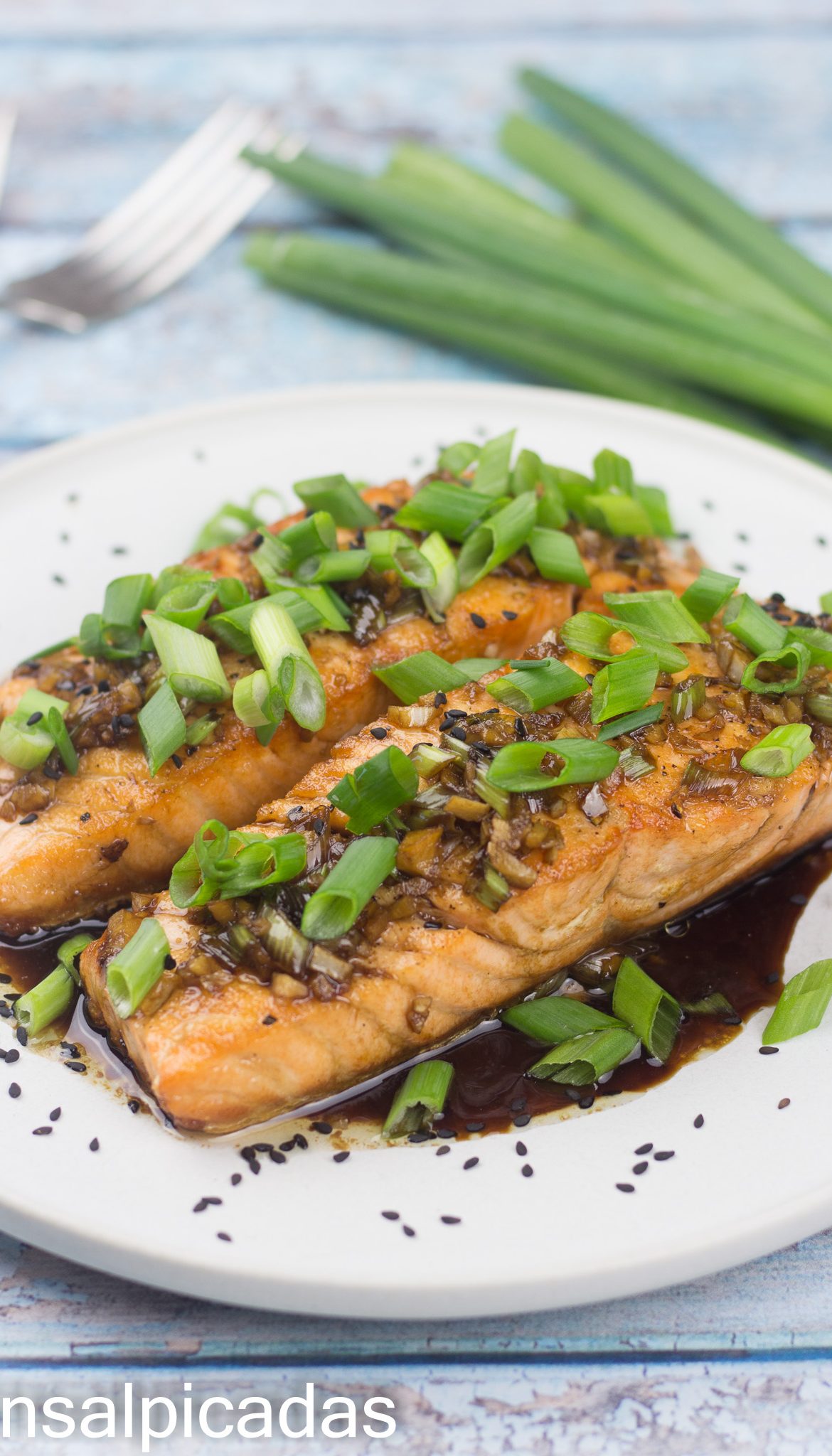 Receta de salmon en salsa asiatica (salmon asiatico)